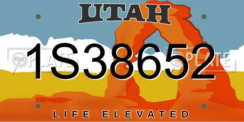 1S38652 Utah License Plate
