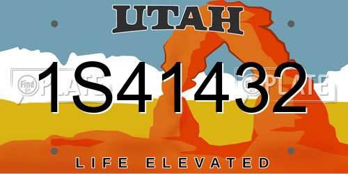 1S41432 Utah License Plate