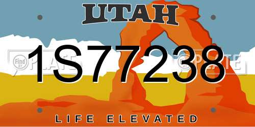 1S77238 Utah License Plate