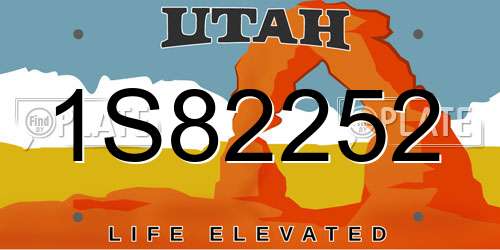 1S82252 Utah License Plate