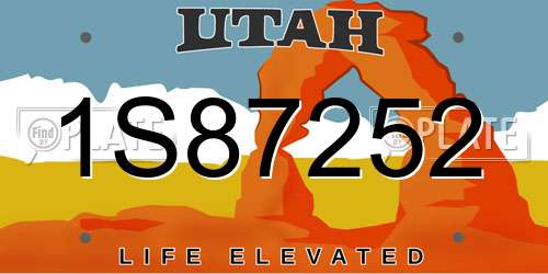 1S87252 Utah License Plate