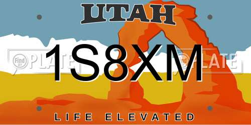 1S8XM Utah License Plate
