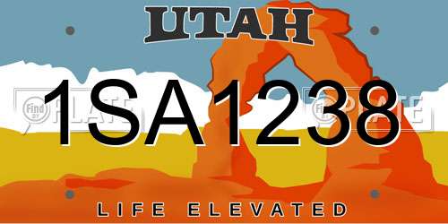 1SA1238 Utah License Plate