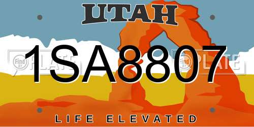 1SA8807 Utah License Plate