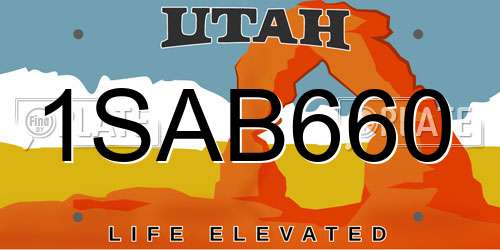 1SAB660 Utah License Plate