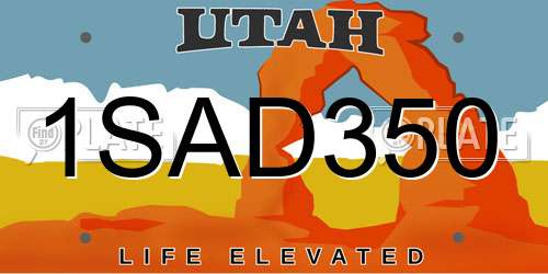 1SAD350 Utah License Plate