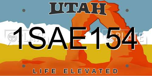 1SAE154 Utah License Plate