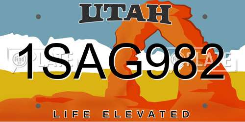 1SAG982 Utah License Plate