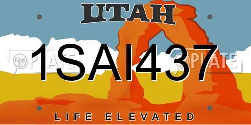 1SAI437 Utah License Plate