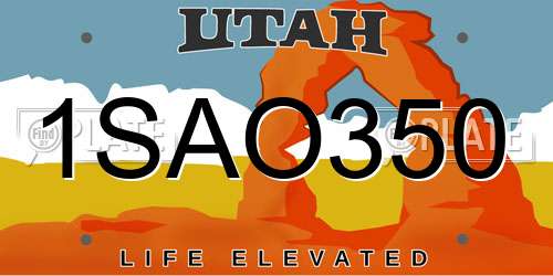 1SAO350 Utah License Plate