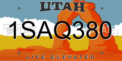 1SAQ380 Utah License Plate