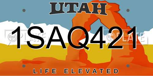 1SAQ421 Utah License Plate