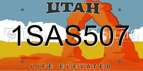 1SAS507 Utah License Plate