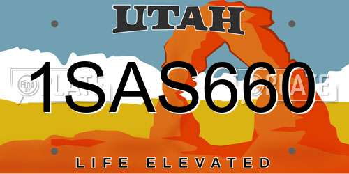 1SAS660 Utah License Plate