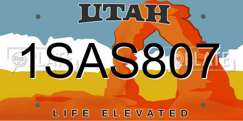 1SAS807 Utah License Plate
