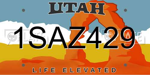 1SAZ429 Utah License Plate