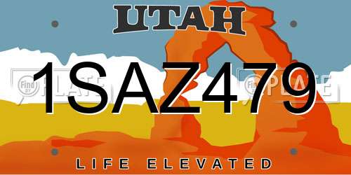 1SAZ479 Utah License Plate