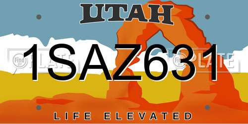 1SAZ631 Utah License Plate