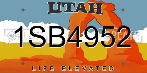 1SB4952 Utah License Plate