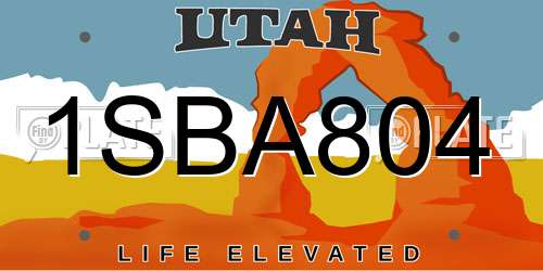 1SBA804 Utah License Plate