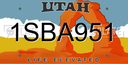 1SBA951 Utah License Plate
