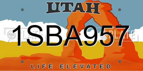 1SBA957 Utah License Plate