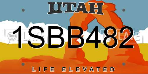 1SBB482 Utah License Plate