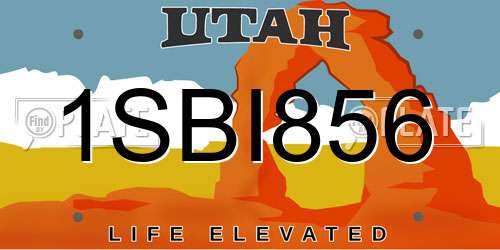 1SBI856 Utah License Plate