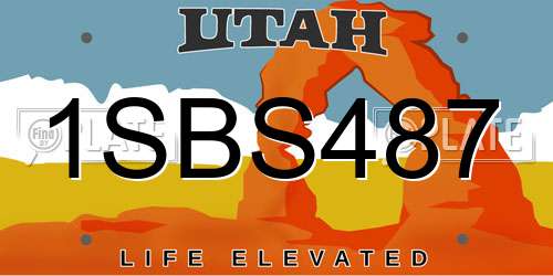 1SBS487 Utah License Plate
