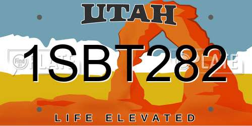 1SBT282 Utah License Plate