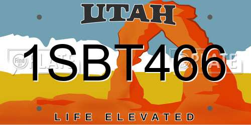 1SBT466 Utah License Plate