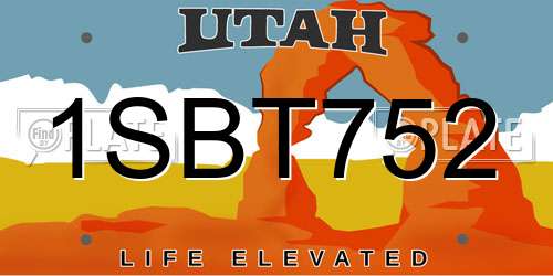 1SBT752 Utah License Plate