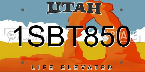 1SBT850 Utah License Plate