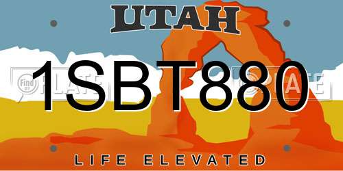 1SBT880 Utah License Plate