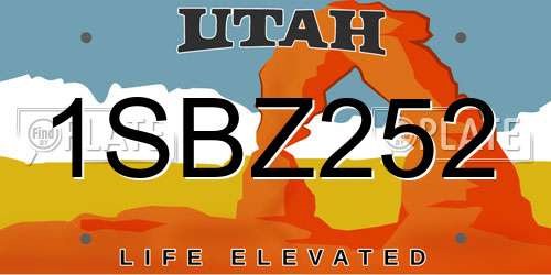 1SBZ252 Utah License Plate