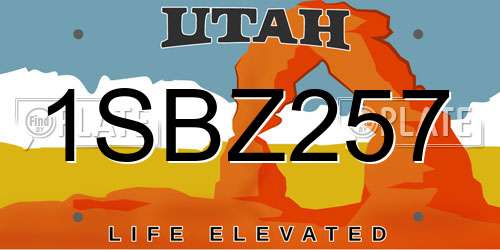 1SBZ257 Utah License Plate
