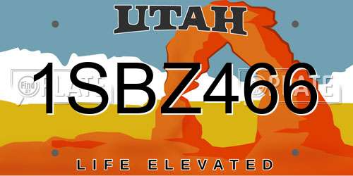 1SBZ466 Utah License Plate