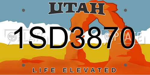 1SD3870 Utah License Plate