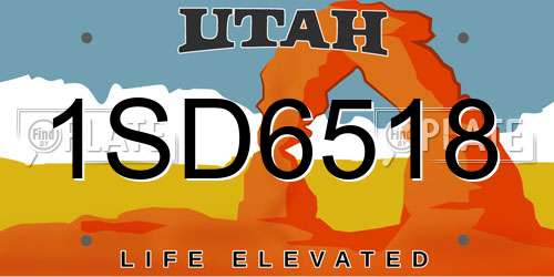 1SD6518 Utah License Plate