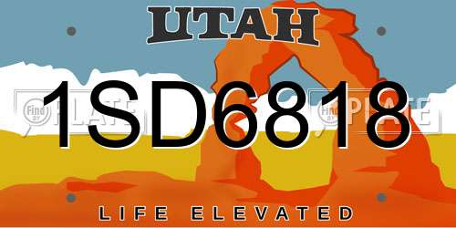 1SD6818 Utah License Plate