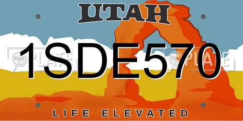 1SDE570 Utah License Plate