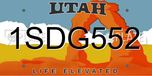 1SDG552 Utah License Plate