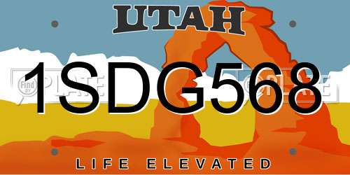 1SDG568 Utah License Plate