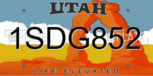 1SDG852 Utah License Plate