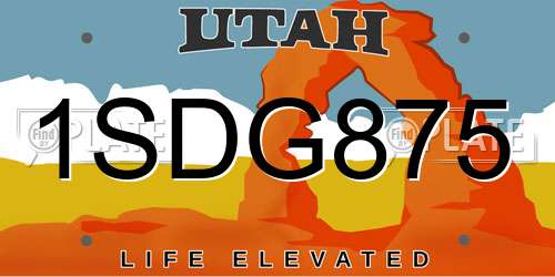 1SDG875 Utah License Plate