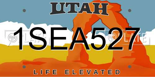 1SEA527 Utah License Plate