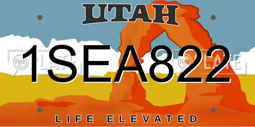 1SEA822 Utah License Plate