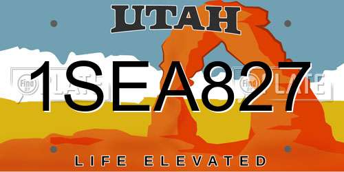 1SEA827 Utah License Plate