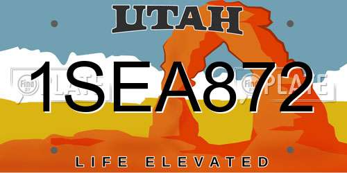 1SEA872 Utah License Plate