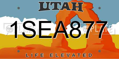 1SEA877 Utah License Plate
